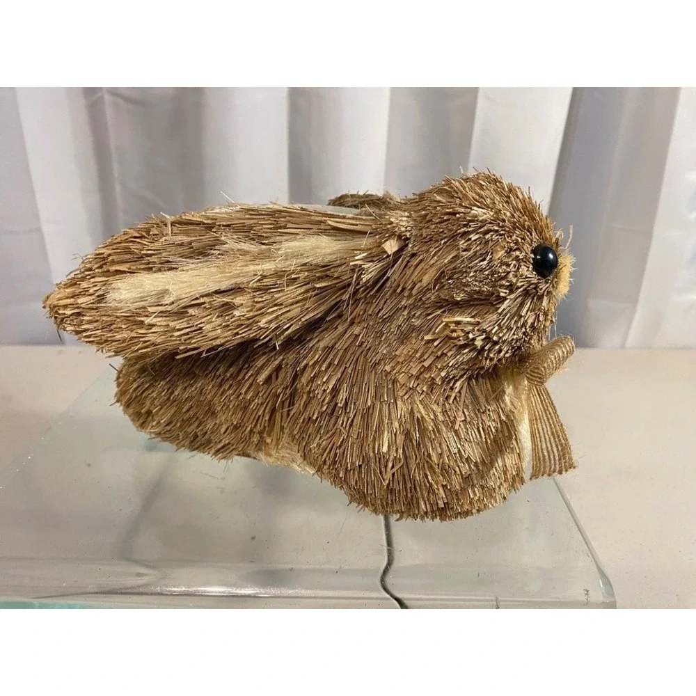 Natural Sisal Straw Bunny Rabbit Planter Easter Spring Decor Woven Fiber Pot